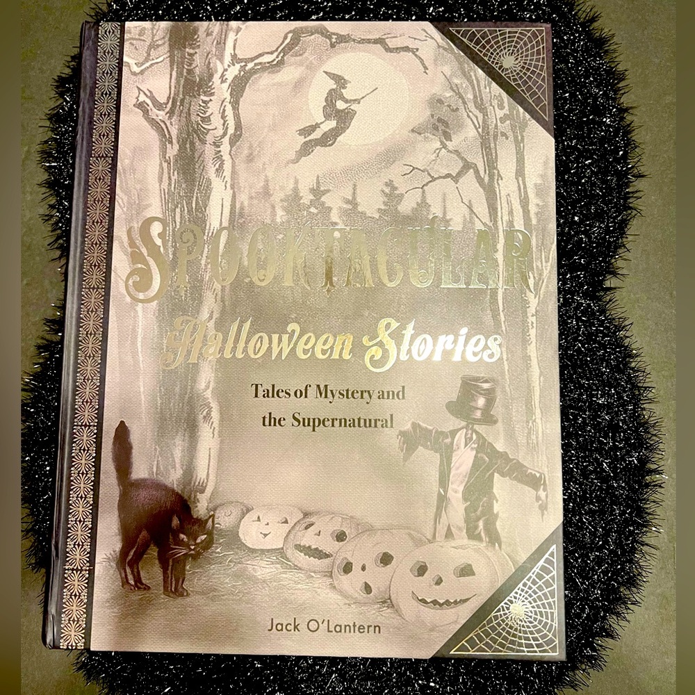 Spooktacular Halloween Stories Large Book Box Decor Silver Black Gray Mystery